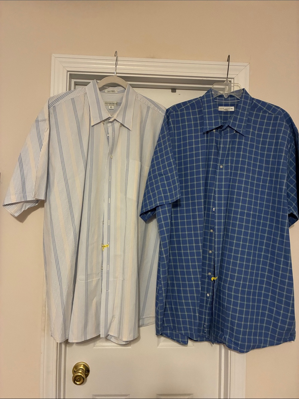 Men’s Lot of 2 Cutter & Buck Blue Windowpane Short-Sleeve Button-Down Shirt